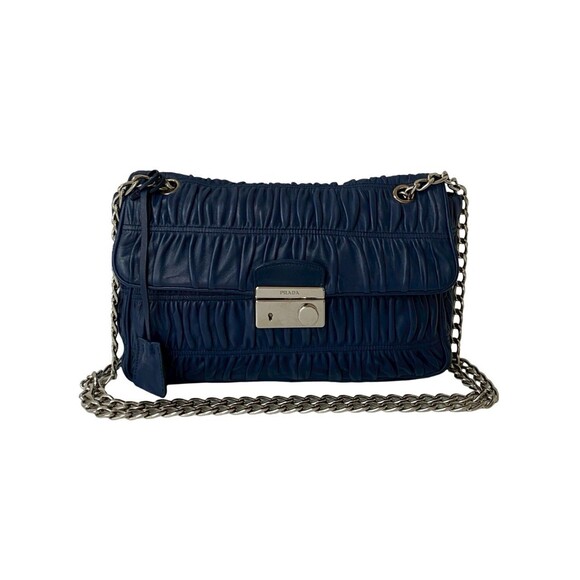 PRADA Blue Leather Shoulder Bag